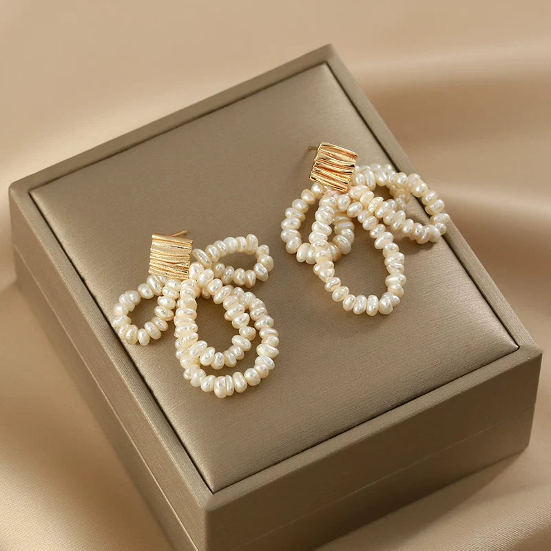 Natural Baroque Pearl Tassel Earrings for Women – Vintage Palace Style Long Drop Earrings