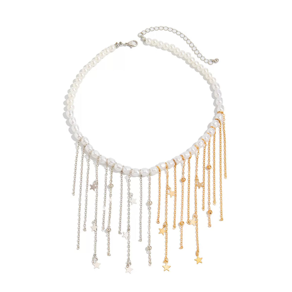 Imitation Pearl Chain Tassel Necklace for Women – Clavicle Chain Design