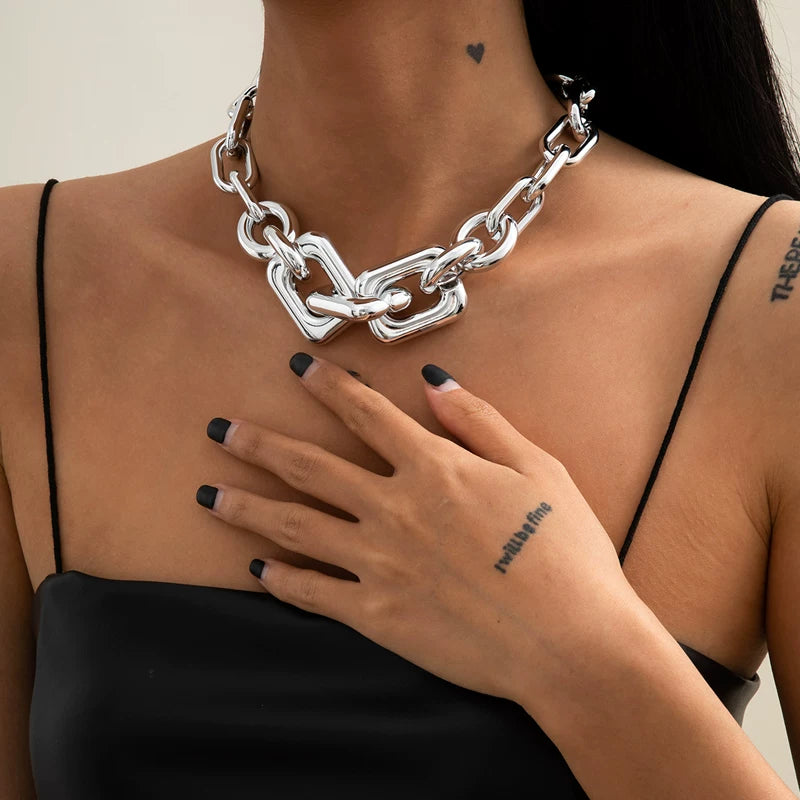 New Model 2025 European & American Hip-Hop Exaggerated CCB Splicing Clavicle Necklace for Men & Women
