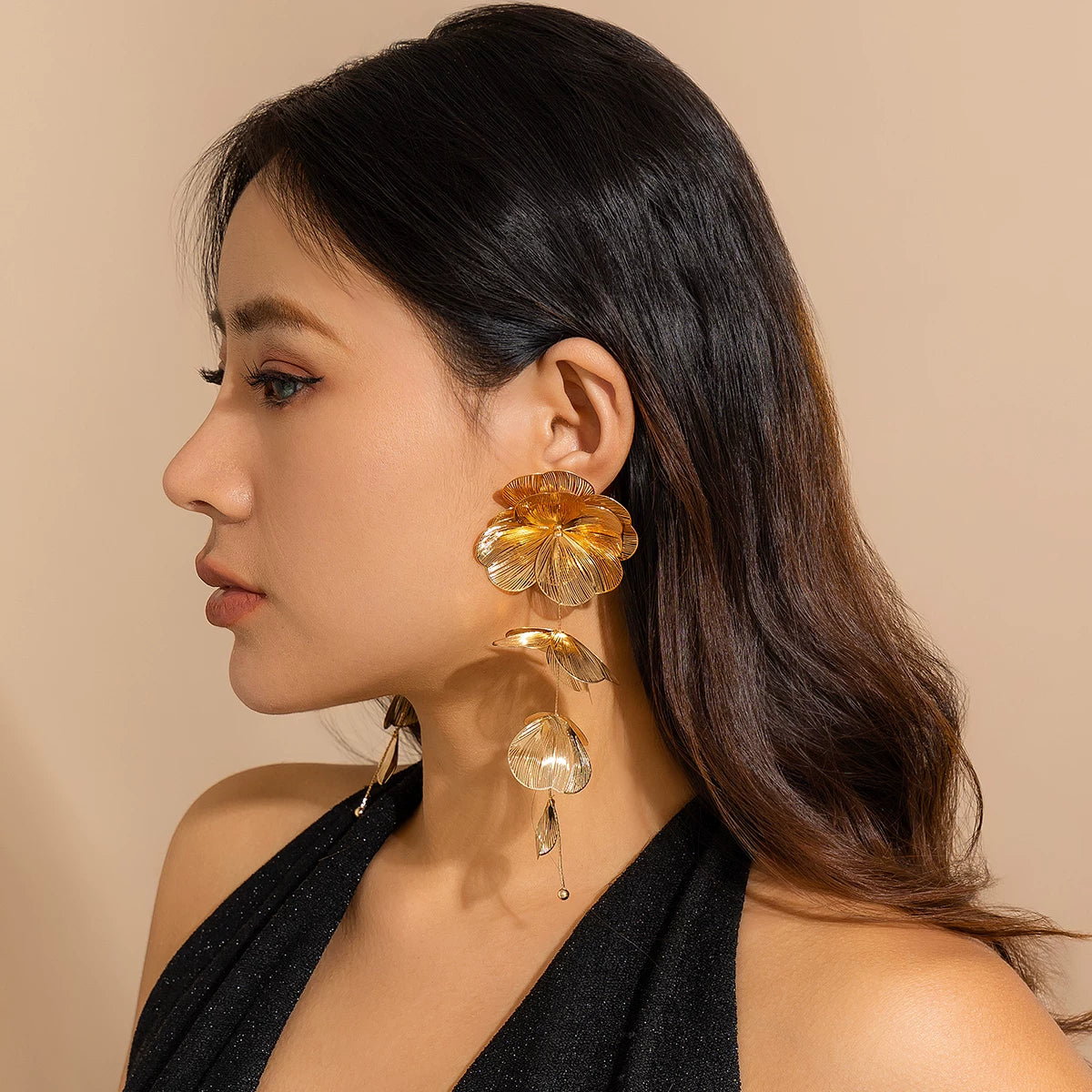 Tassel Ginkgo Leaf Gold Silk Stud Earrings for Women – 2025 Summer Trendy Street Style Influencer-Inspired Ear Jewelry