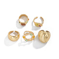 5-Piece Diamond Ring Set 2025 Summer Light Luxury Fashion Niche Design Outdoor Photo Accessories