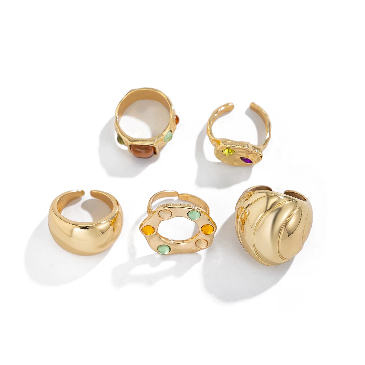 5-Piece Diamond Ring Set 2025 Summer Light Luxury Fashion Niche Design Outdoor Photo Accessories