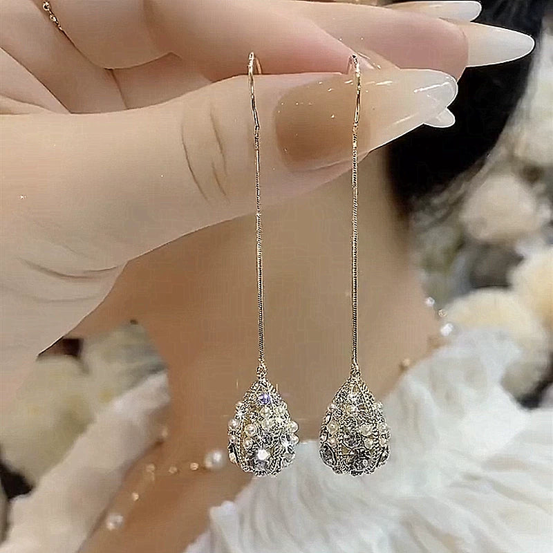 Baroque Rice Pearl Tassel Earrings for Women – Long Ear Hook Earrings, Japanese Korean Style Fashion Jewelry
