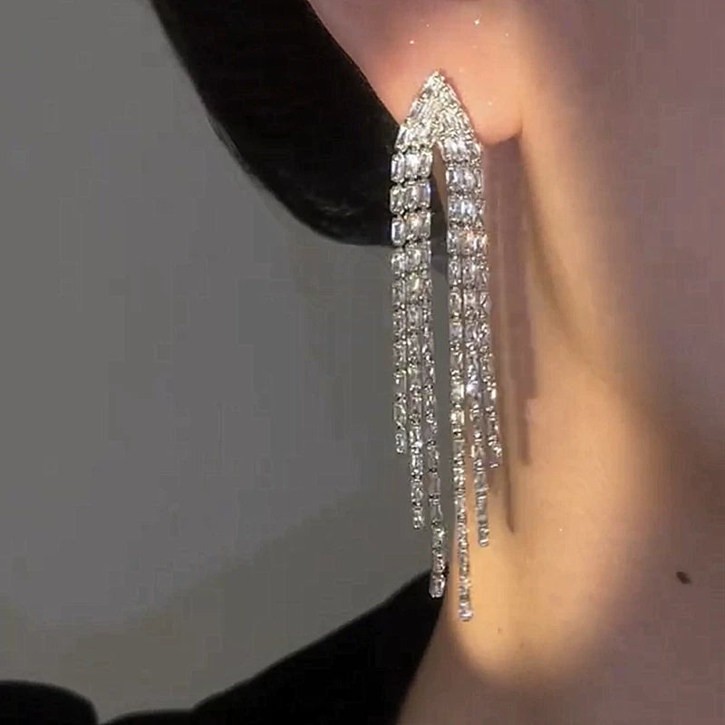 Long Tassel Earrings for Women – S925 Silver Needle Elegant Drop Earrings