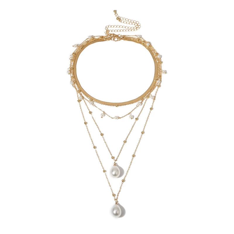 Creative Multi-Layer Pearl Clavicle Necklace for Women – Layered Chain Design