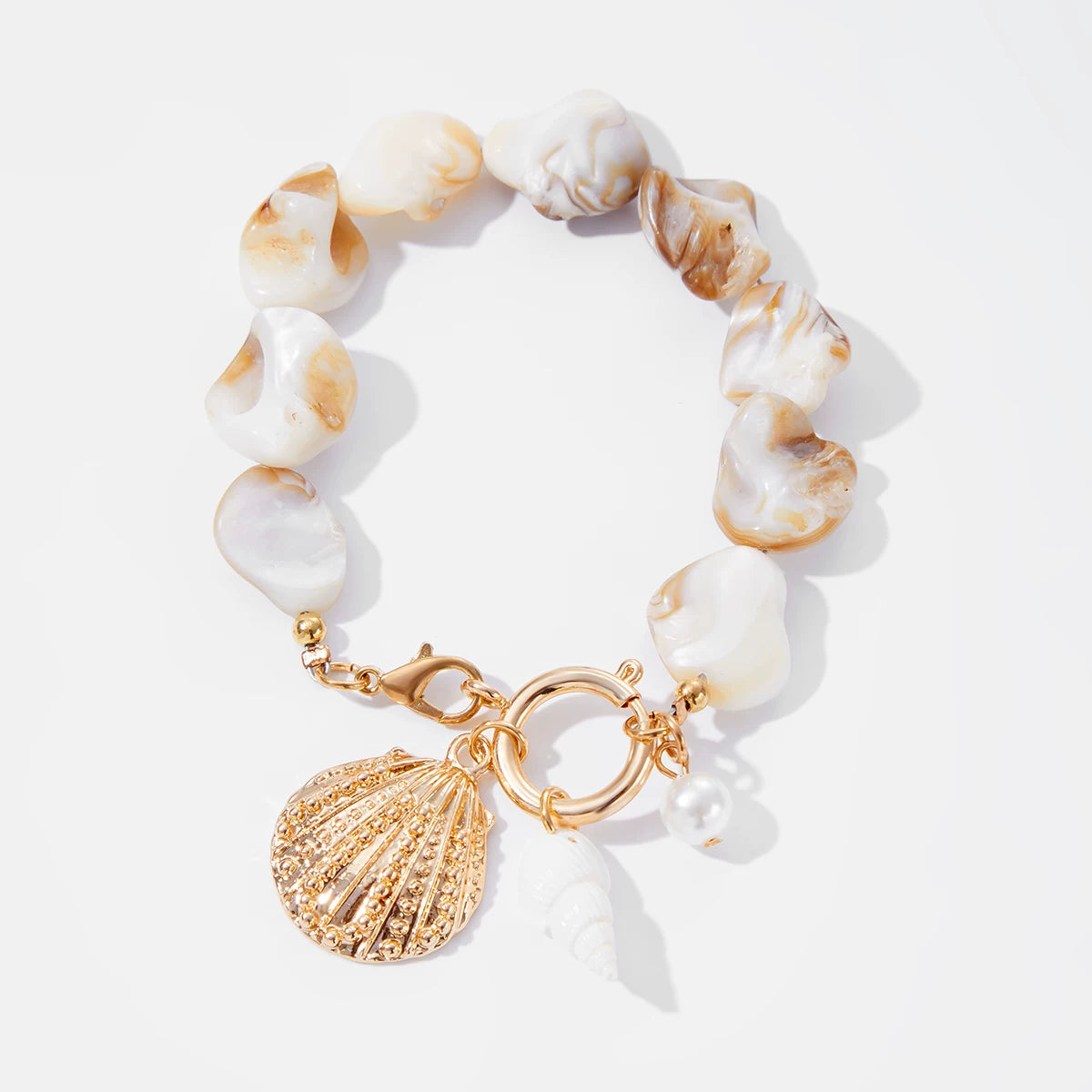 Conch Flower Shell Bracelet Necklace for Women – Seaside Vacation Style Niche Design Jewelry, Trendy Beach Accessories