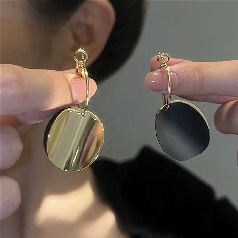 S925 Silver Needle Long Disc Earrings for Women – Minimalist Statement Drop Earrings, Lightweight Fashion Jewelry