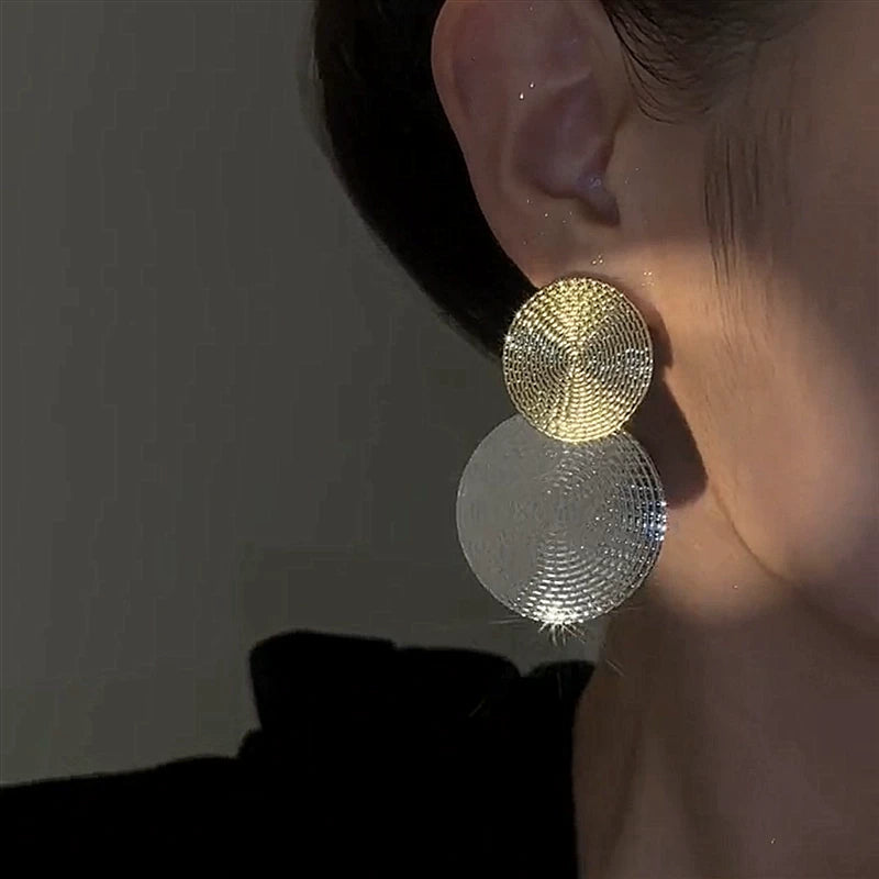 S925 Silver Needle Large Sequin Circle Earrings for Women – European and American Style Round Hoop Earrings