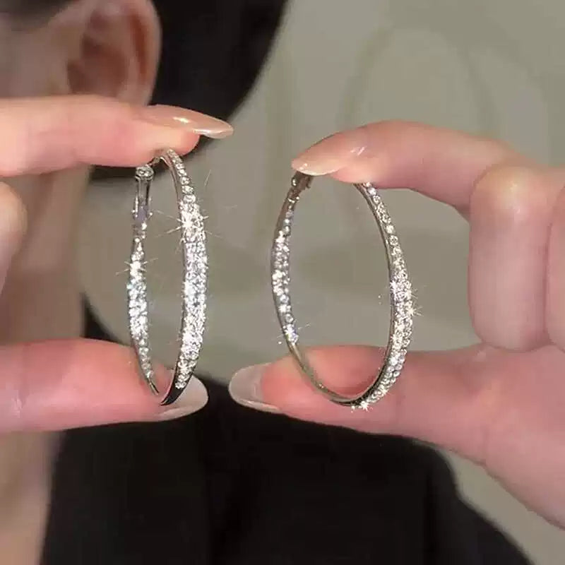 Large Circle Hoop Earrings for Women – S925 Silver Needle Round Korean Style Earrings