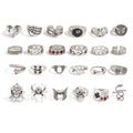 20-Piece Metal Poker Animal Ring Set, Gothic Style Retro Hip-Hop Fashion Festival Matching Ring Combination