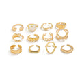 12-Piece Irregular Ring Metal Finger Set 2025 Summer Fashion Personality Internet Celebrity Temperament Stacked Ring Combination