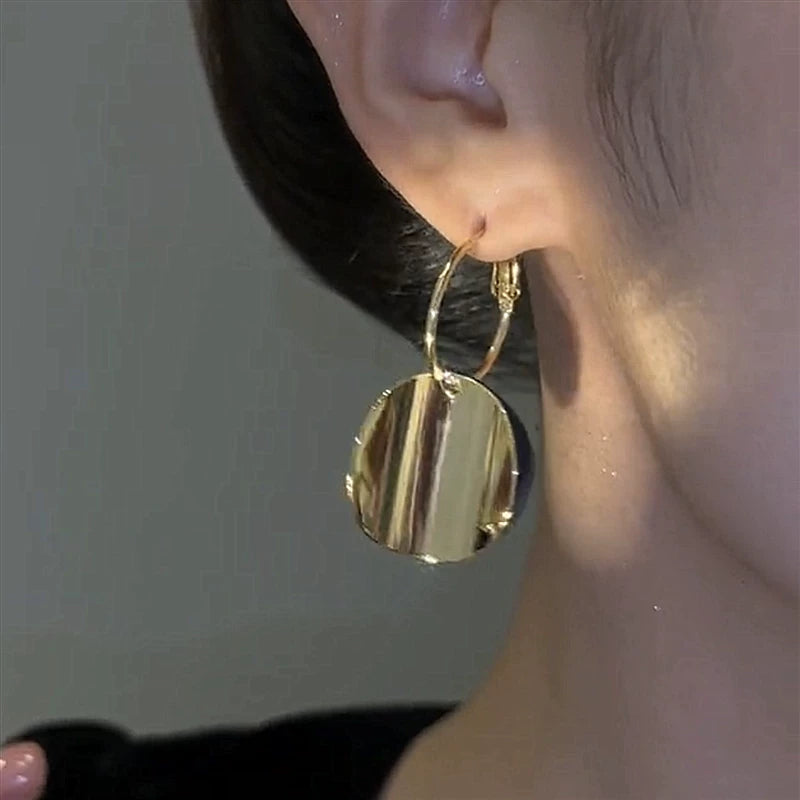 S925 Silver Needle Long Disc Earrings for Women – Minimalist Statement Drop Earrings, Lightweight Fashion Jewelry