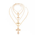 4-Piece Cross Necklace Set for Women – European & American Summer Fashion