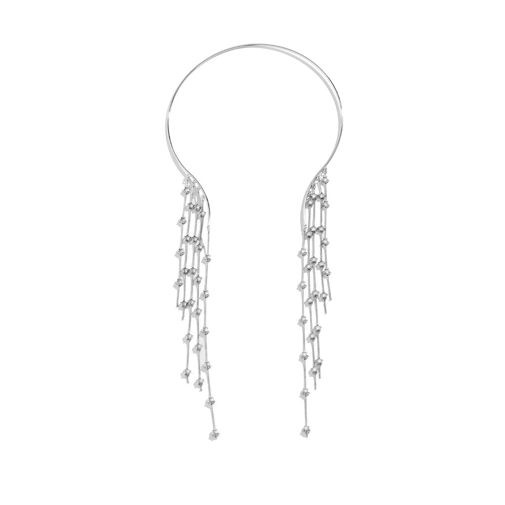 Tassel Crystal Star Metal Necklace for Women – Clavicle Chain Design