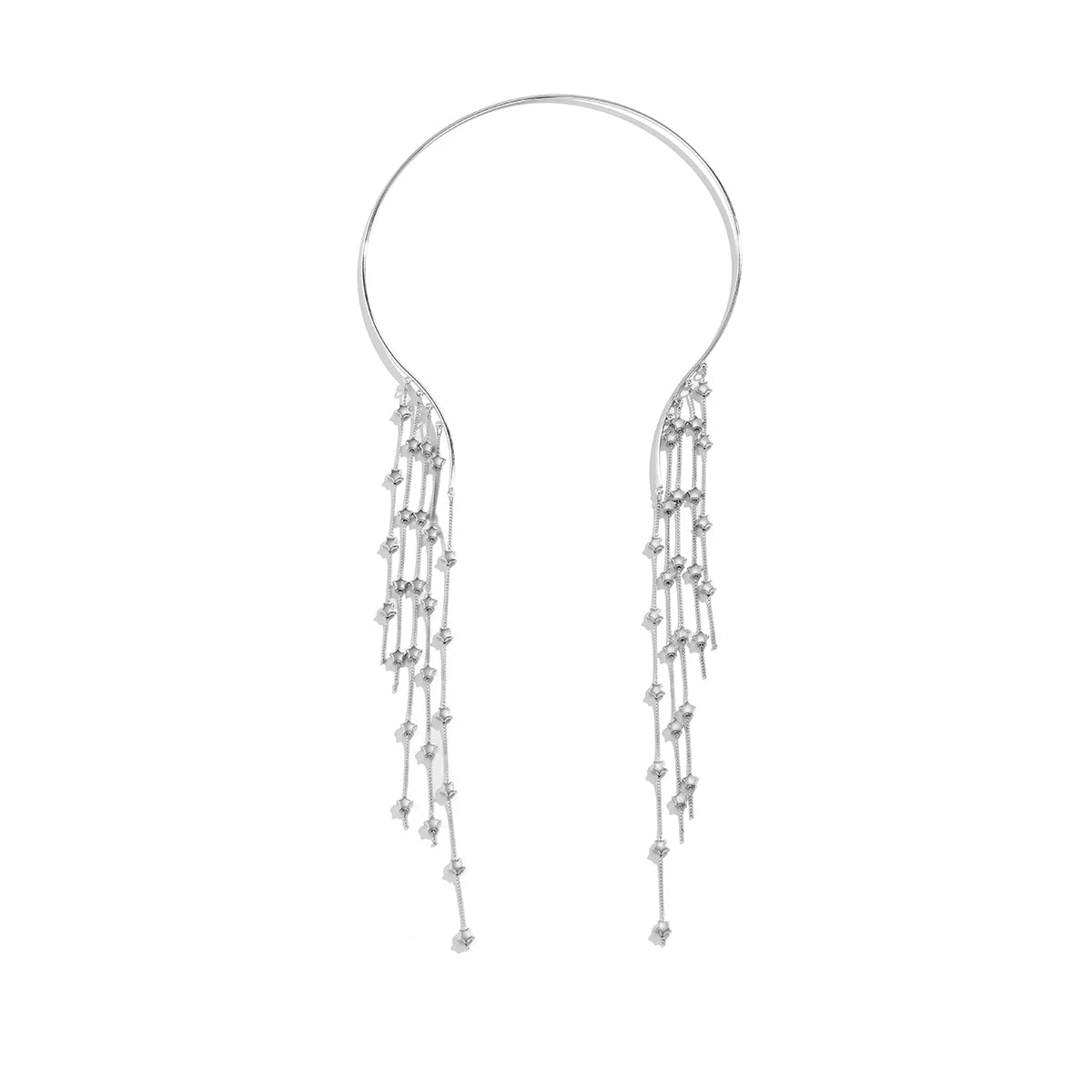 Tassel Crystal Star Metal Necklace for Women – Clavicle Chain Design