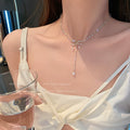 Crystal Bow Pendant Necklace for Women – Minimalist Clavicle Chain Fashion Necklace