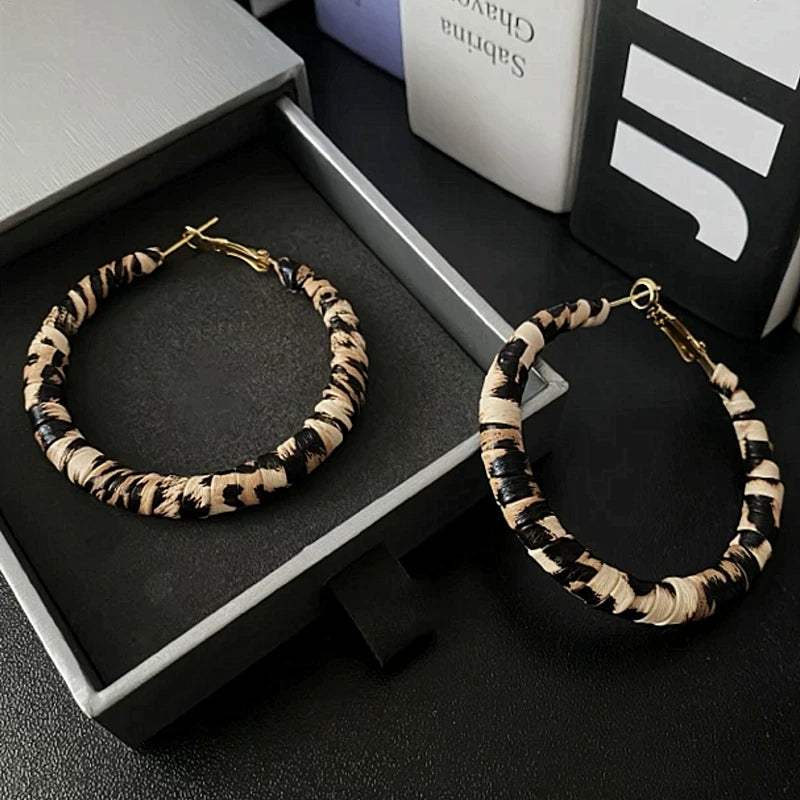 S925 Silver Needle Leopard Print Earrings for Women – Retro Hong Kong Style Lightweight Fashion Earrings