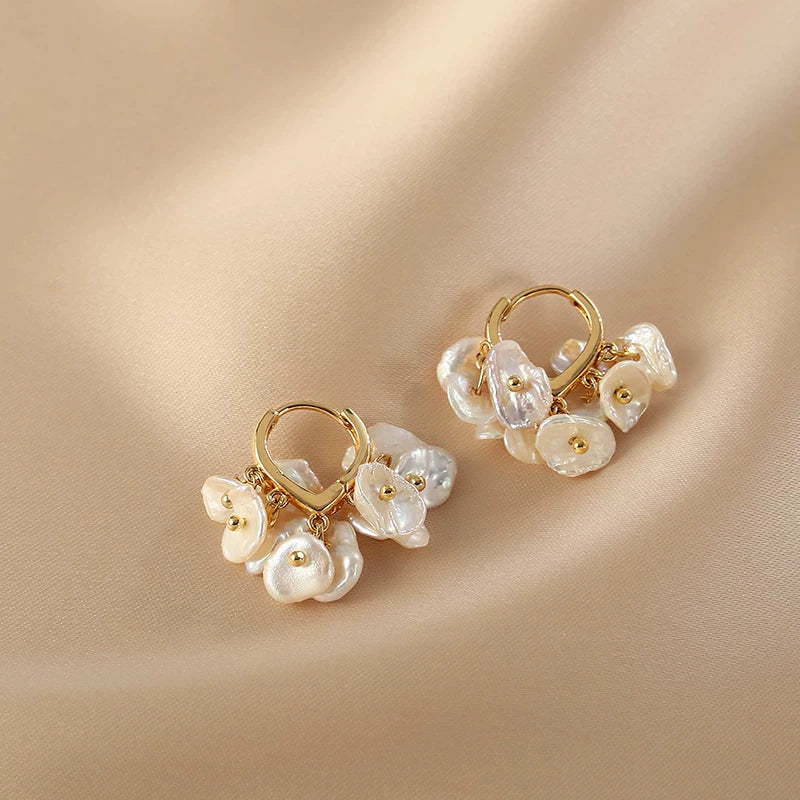 Natural Baroque Pearl Earrings for Women – 14K Gold-Filled Ear Buckle Retro Style Jewelry Gift