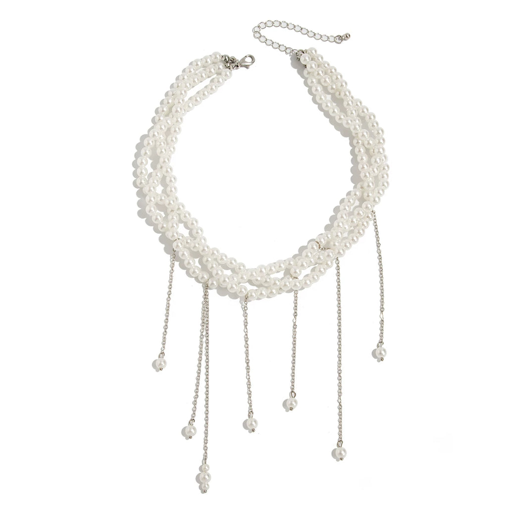 Tassel Chain Braided Imitation Pearl Necklace for Women – Clavicle Chain Design