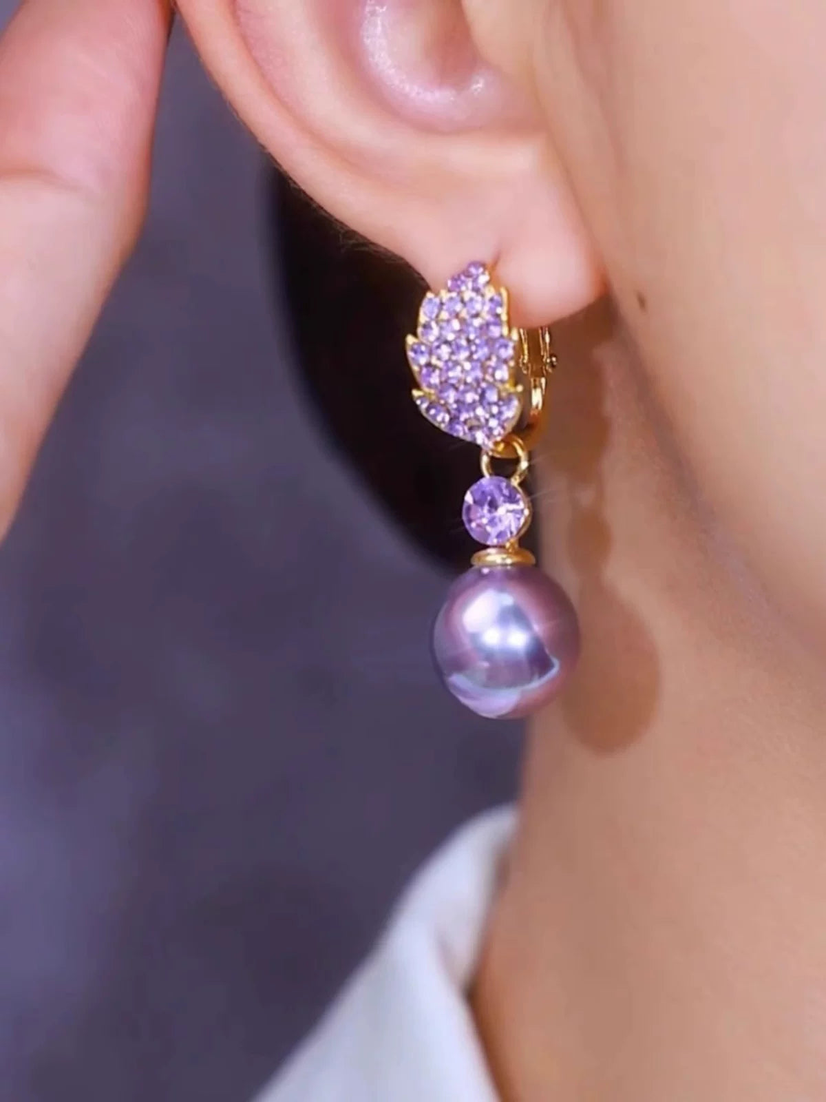 Clearance Purple Sparkling Pearl-Style Earrings for Women – Elegant Fashion Jewelry Accessories