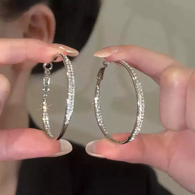 Large Circle Hoop Earrings for Women – S925 Silver Needle Round Korean Style Earrings