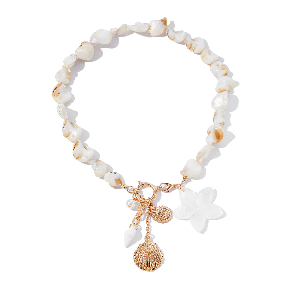 Conch Flower Shell Bracelet Necklace for Women – Seaside Vacation Style Niche Design Jewelry, Trendy Beach Accessories