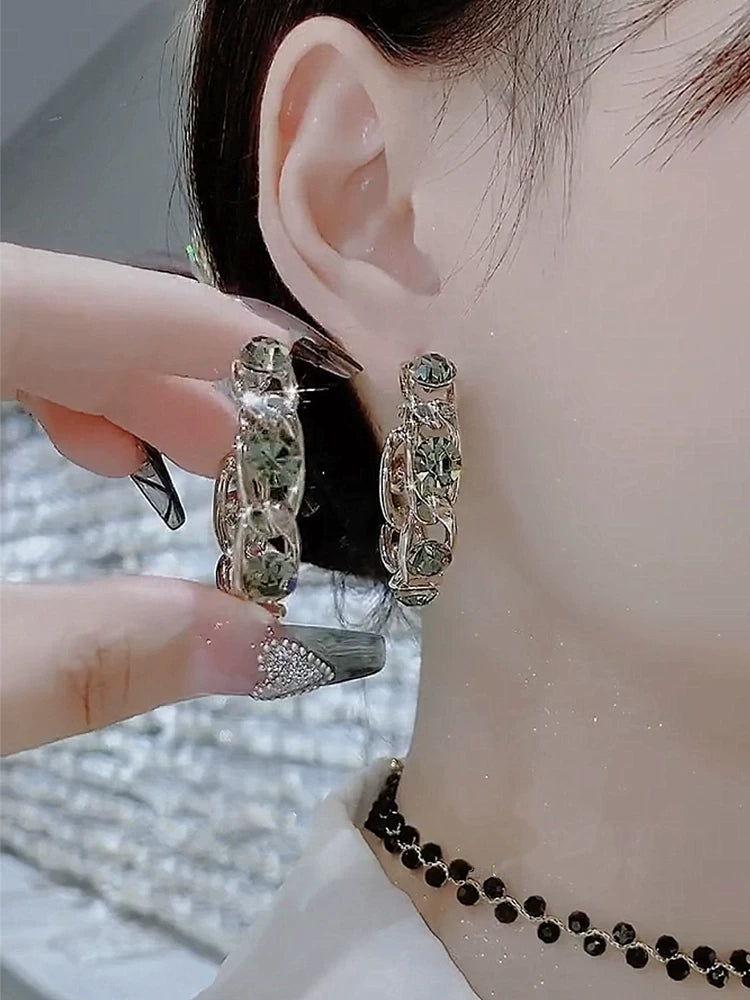 Brown Zircon Earrings for Women – S925 Silver Needle Korean Style Crystal Fashion Earrings
