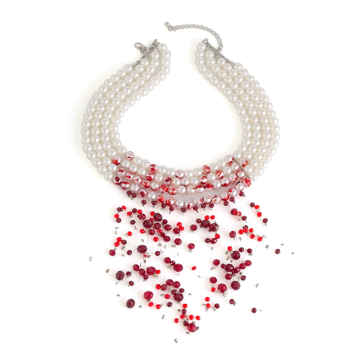Halloween Gothic Blood Drop Multi-Layer Choker Necklace for Women – Imitation Pearl Cosplay Jewelry for Halloween & Christmas