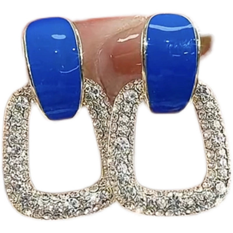 Geometric Blue Earrings for Women – S925 Silver Needle Statement Fashion Earrings