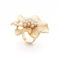 Geometric Shape Imitation Pearl Flower Ring For Women 2025 Spring Fashion Fashion Niche Creative Stage Matching Jewelry
