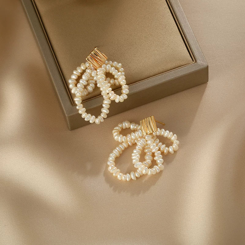 Natural Baroque Pearl Tassel Earrings for Women – Vintage Palace Style Long Drop Earrings