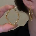 Clearance Gold-Tone Rhombus Large Hoop Earrings for Women – Geometric Fashion Jewelry Accessories