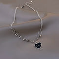 British Style Black Heart Sweater Chain Necklace for Women – Long Clavicle Fashion Necklace