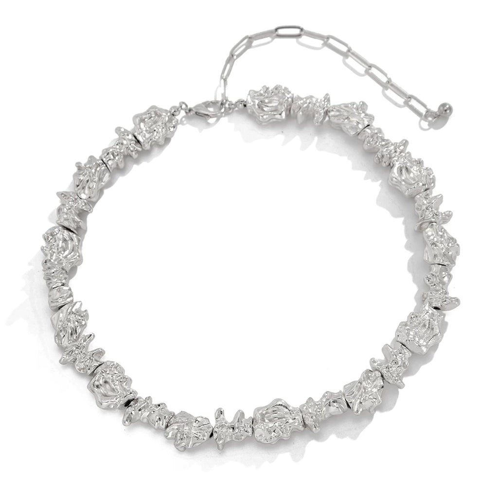 Irregular Geometric Pleated Jewelry Set for Women – Earrings, Bracelet & Necklace