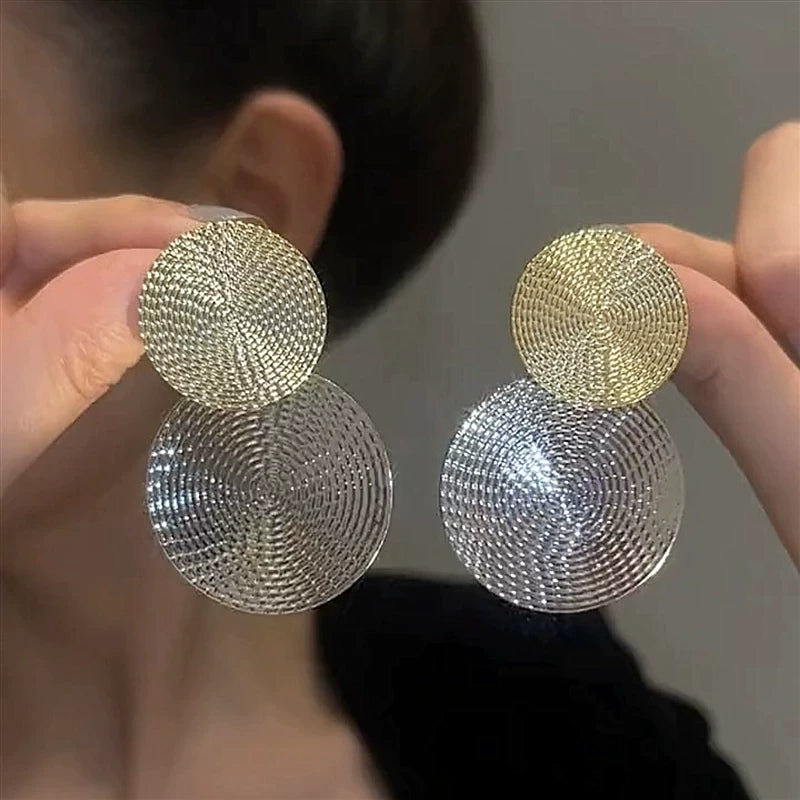 S925 Silver Needle Large Sequin Circle Earrings for Women – European and American Style Round Hoop Earrings