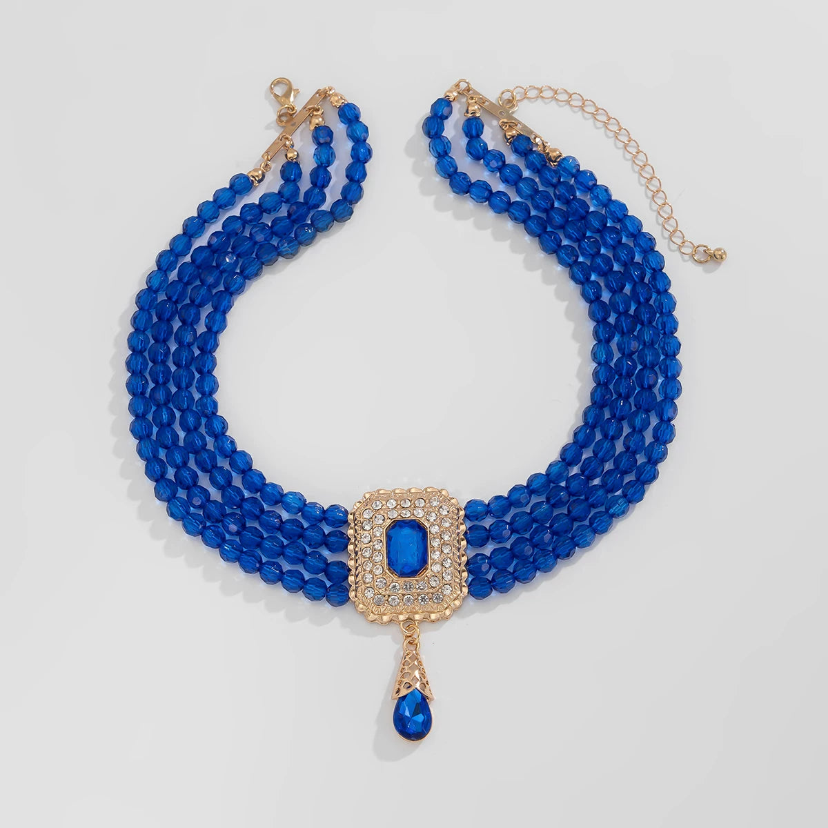 Square Diamond-Style Acrylic Beads Layered Clavicle Necklace for Women – Light Luxury Fashion