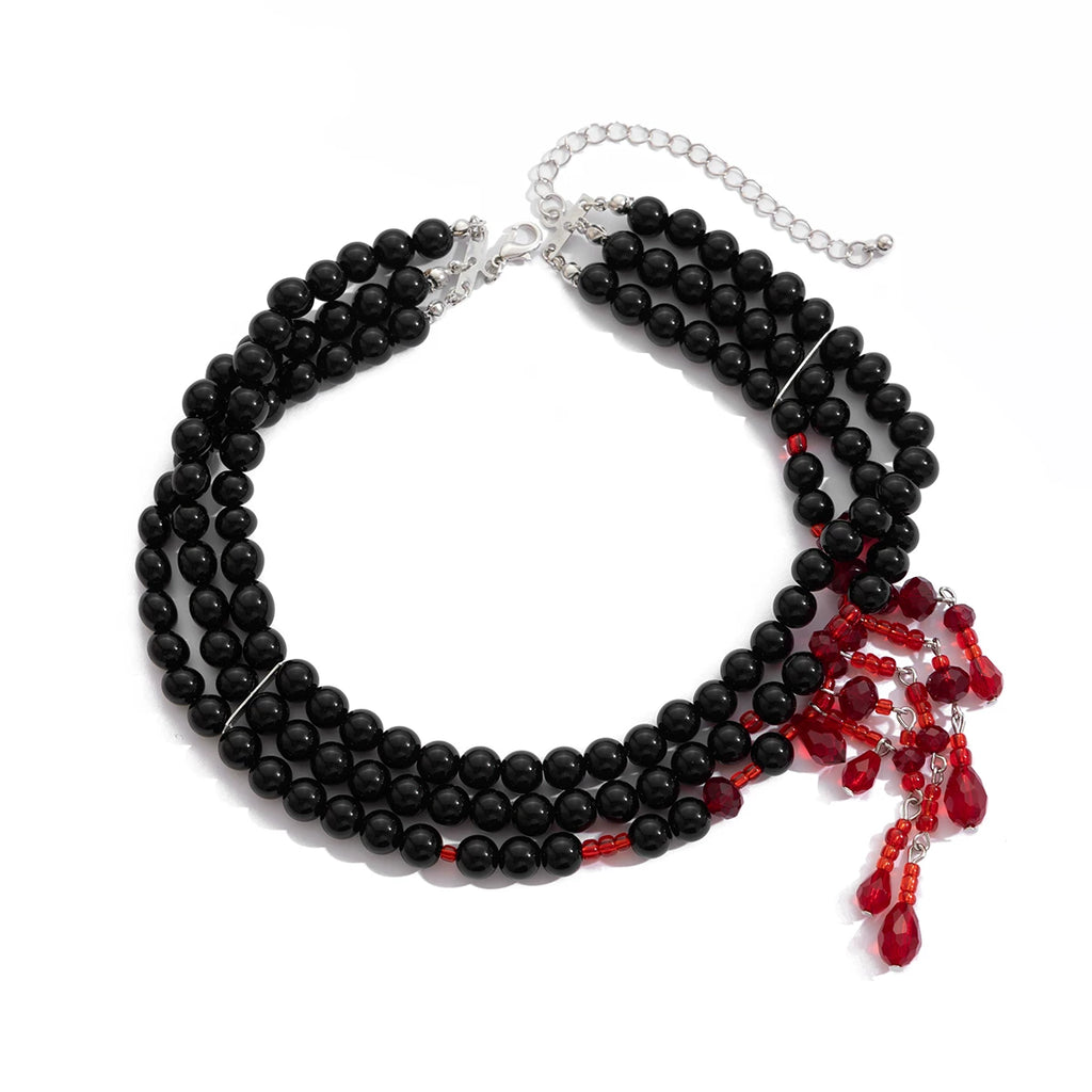 Black Acrylic Bead Crystal Necklace for Women – Clavicle Chain Design