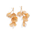 Tassel Imitation Pearl Ginkgo Leaf Earrings for Women – European & American Summer Trendy Fashion Travel Ear Jewelry
