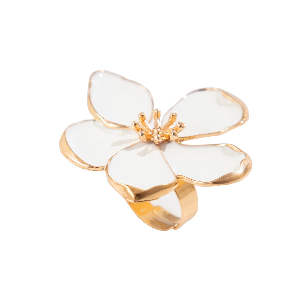 White Oil Drop Flower Shape Women'S Ring European And American 2025 Spring Fashion Versatile Niche Design Index Finger Ring