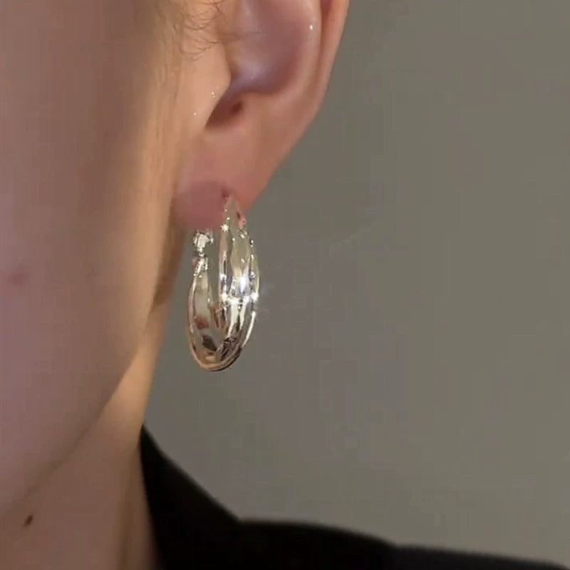 Glossy Multi-Layer Hoop Earrings for Women – Silver Needle Large Round Earrings, Gold and Silver Fashion Jewelry