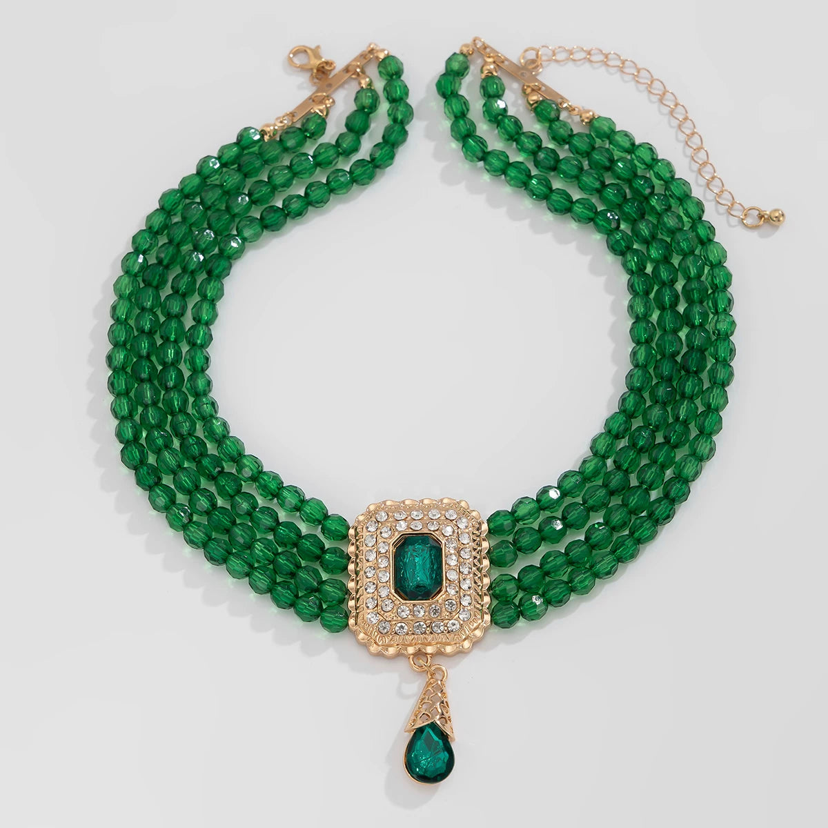 Square Diamond-Style Acrylic Beads Layered Clavicle Necklace for Women – Light Luxury Fashion