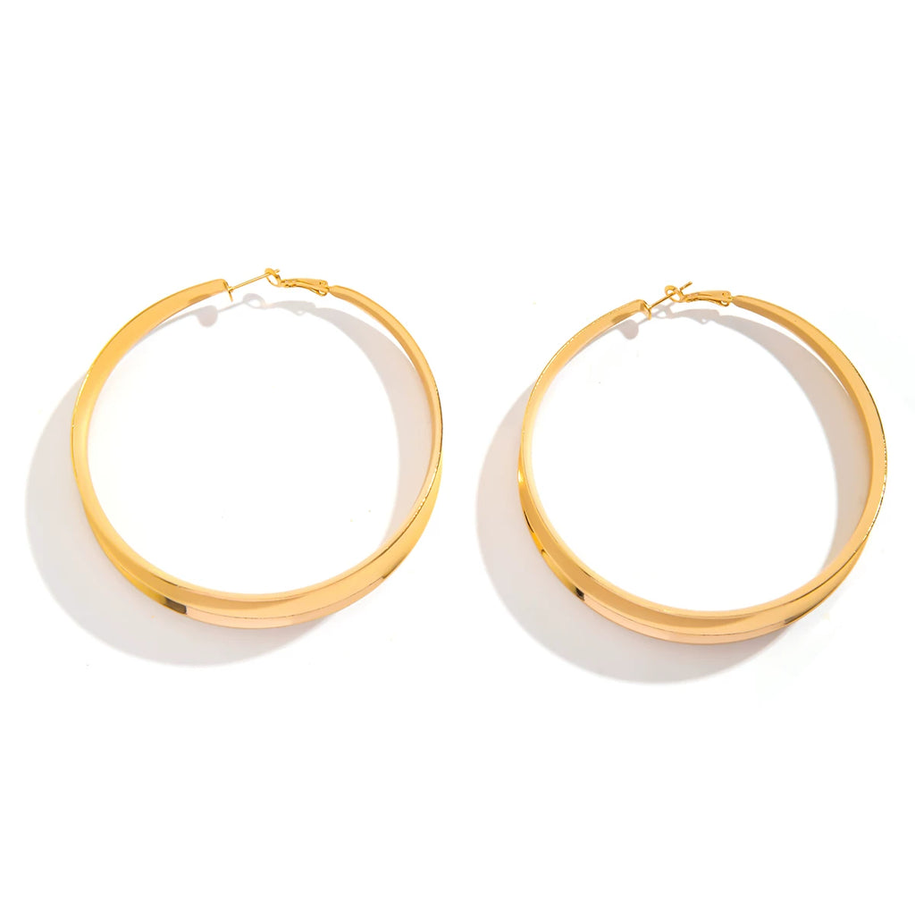 Groove Glossy Circle Metal Earrings for Women – European & American 2025 Spring Trendy Street-Inspired Fashion Jewelry