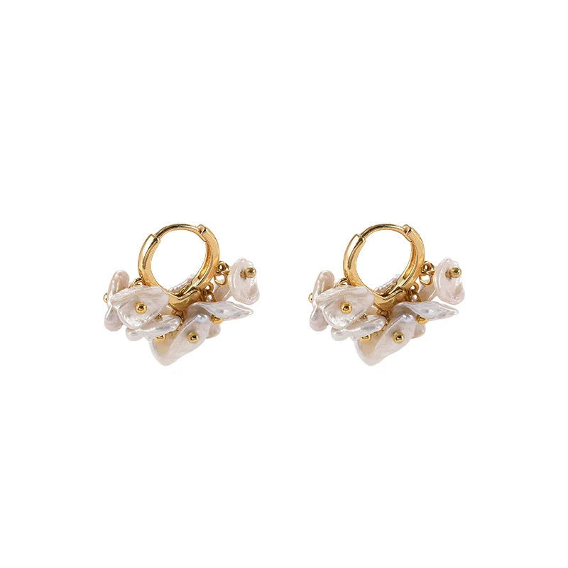 Natural Baroque Pearl Earrings for Women – 14K Gold-Filled Ear Buckle Retro Style Jewelry Gift