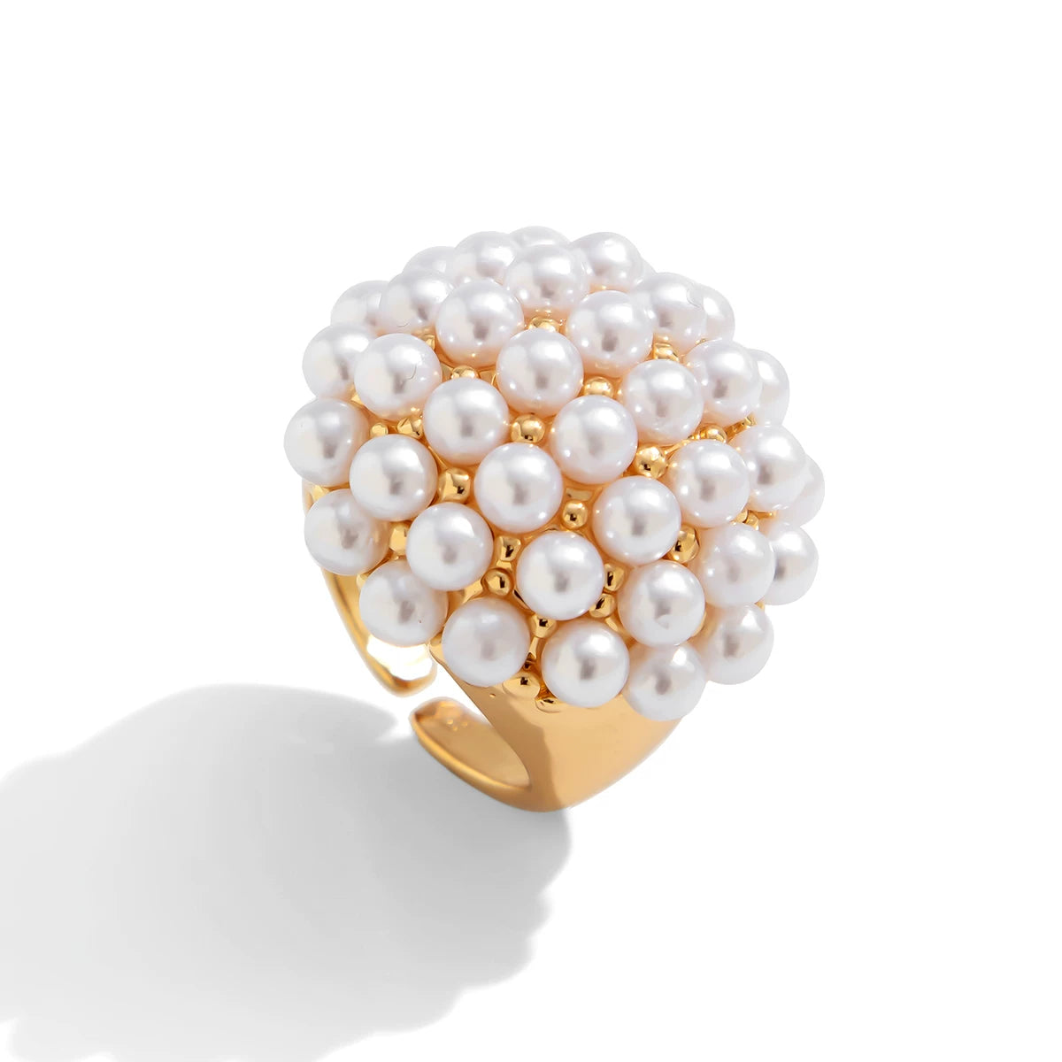 Metal Hat Imitation Pearl Ring For Women 2025 Spring And Summer Fashion Personality Niche Design Internet Celebrity Ins Style Ring Trend