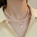 Double Layer Natural Freshwater Pearl Necklace for Women – Rose Pendant Clavicle Chain Fashion Necklace