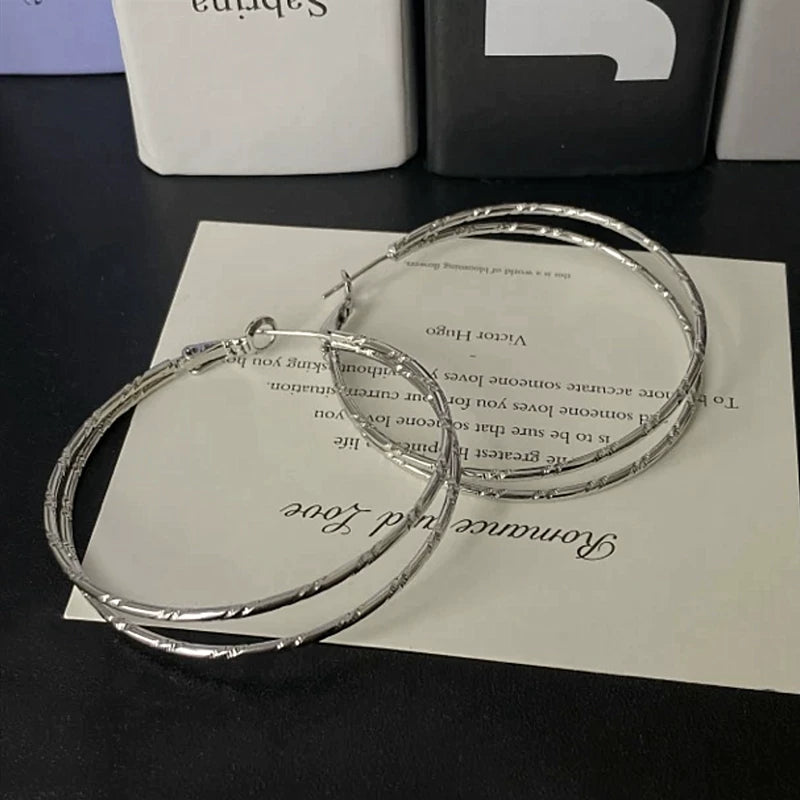 Gold-Plated Double Layer Hoop Earrings for Women – Silver Needle European and American Style Round Earrings