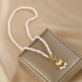 Natural Freshwater Pearl OT Buckle Necklace for Women – Vintage Style Clavicle Chain Gift Necklace