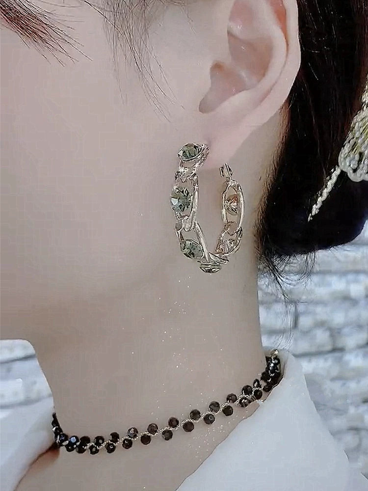 Brown Zircon Earrings for Women – S925 Silver Needle Korean Style Crystal Fashion Earrings