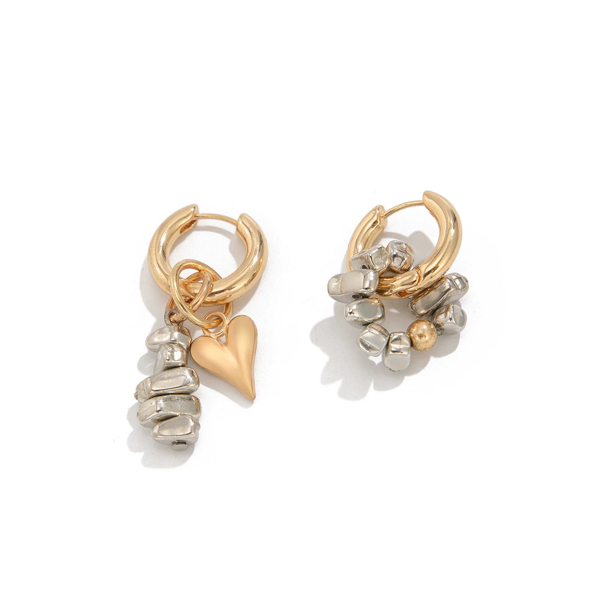 Asymmetrical CCB Peach Heart Mixed Color Earrings for Women – 2025 Summer Trendy Influencer-Inspired Fashion Ear Jewelry