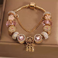 French-Style Dream Catcher Pendant Glass Bead Bracelet for Women – Retro Minimalist Fashion Charm Jewelry